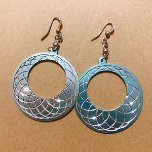 Blue Circle Hoop Earrings
